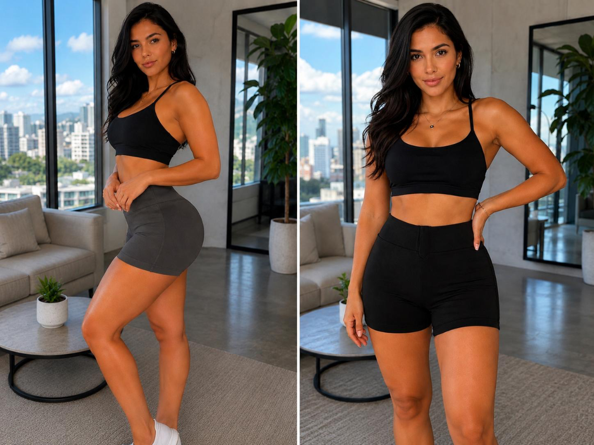 SHORT SEAMLESS HIGH WAIST BUTT LIFT BLK/CHARCOAL GREY