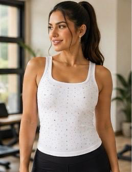 TANK TOP RHINESTONE BLK/WHT