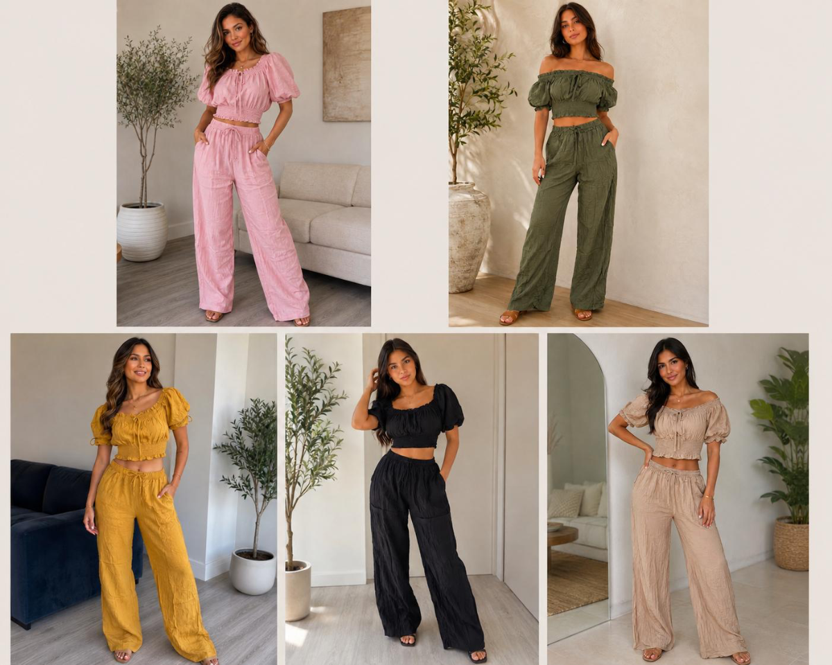 SET 2PCS PANTALON LARGO HILO 