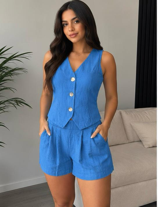 SET BLAZER SIN MANGAS PANTALON CORTO