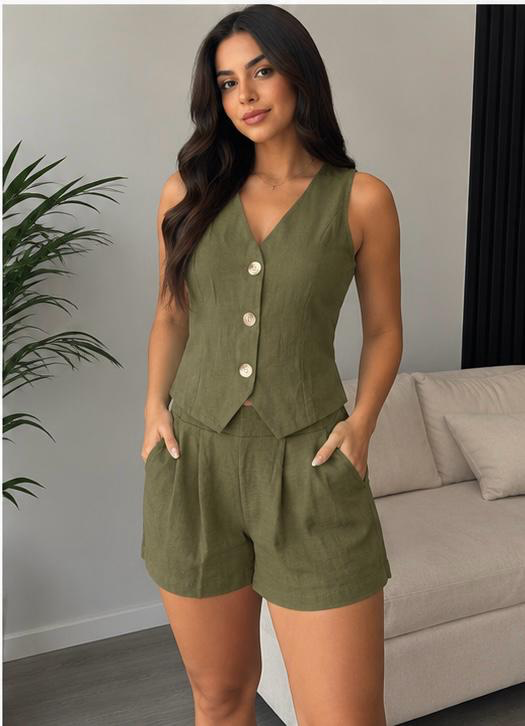 SET BLAZER SIN MANGAS PANTALON CORTO