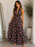 TRAJE LARGO PRINT ROSAS/VERDE