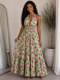 TRAJE VERDE PRINT ROSAS 