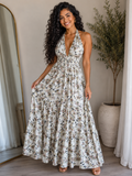 TRAJE LARGO BLANCO PRINTED ROSAS GRIS