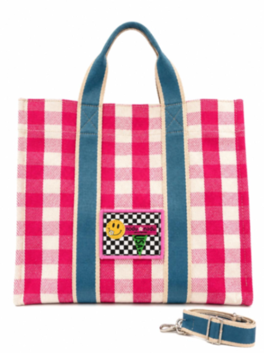 CARTERA NODU NADU CUADROS ROSA/AZUL