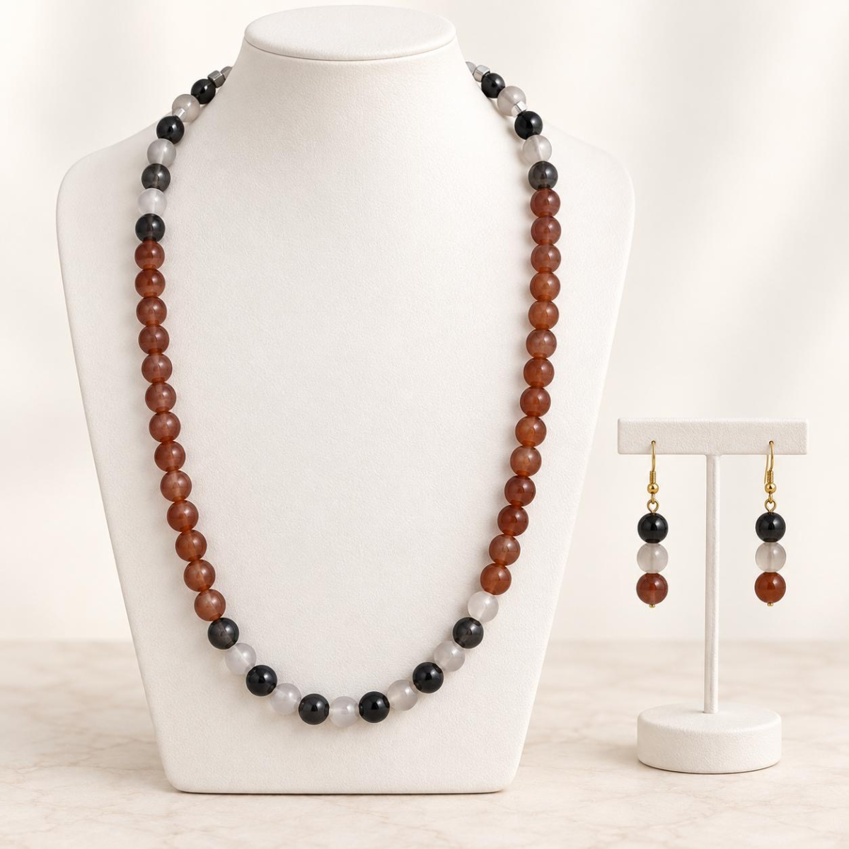 COLLAR MARRON/NEGRO POLKA DOTS