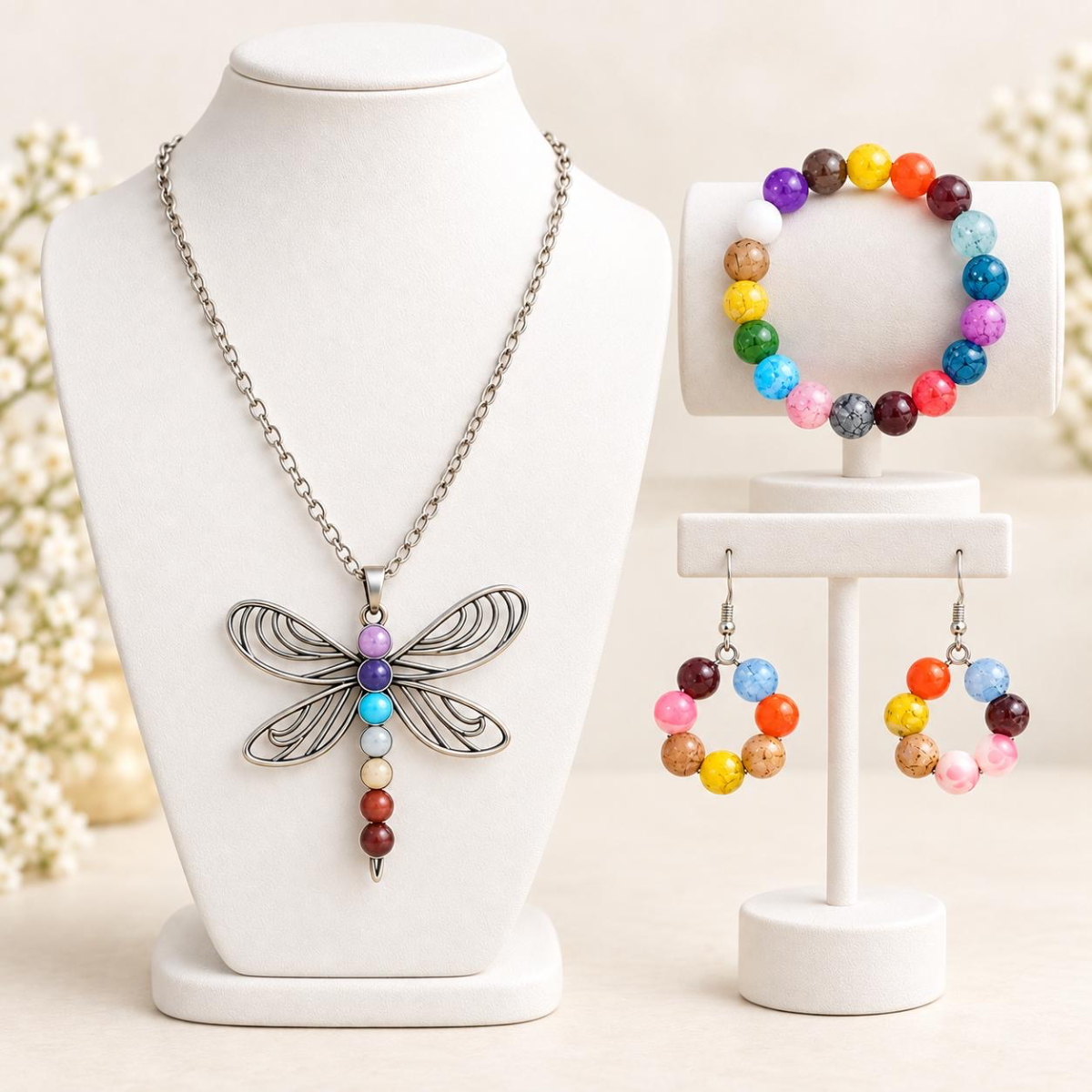 COLLAR SET COLORFUL DRAGONFLY