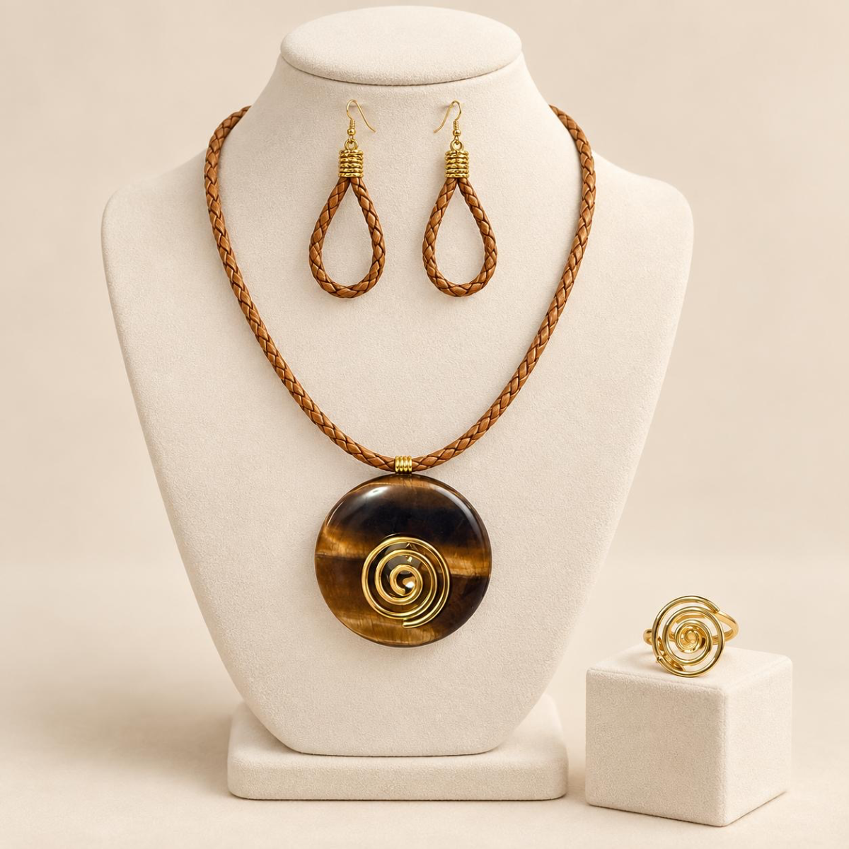 SET COLLAR BROWN SPIRAL