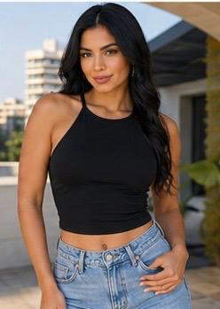 TOP SHORT STYLE TANK TOP BLK/WHT