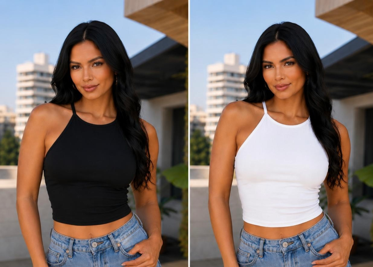 TOP SHORT STYLE TANK TOP BLK/WHT