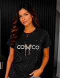 TSHIRT RHINESTONE COCO BLACK